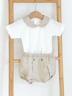 Boys Rapife Beige Peter Pan Vest and Bloomer Set