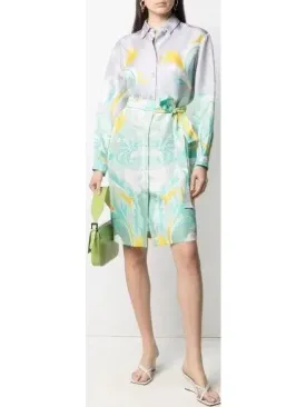 Women’s Belted Graphic Print Shirt Dress