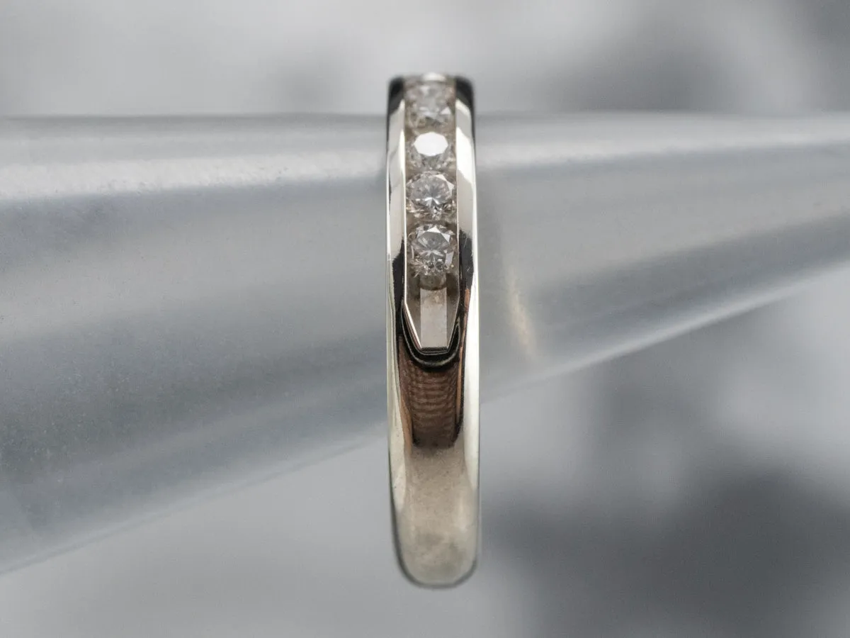 14K White Gold Channel Set Diamond Band