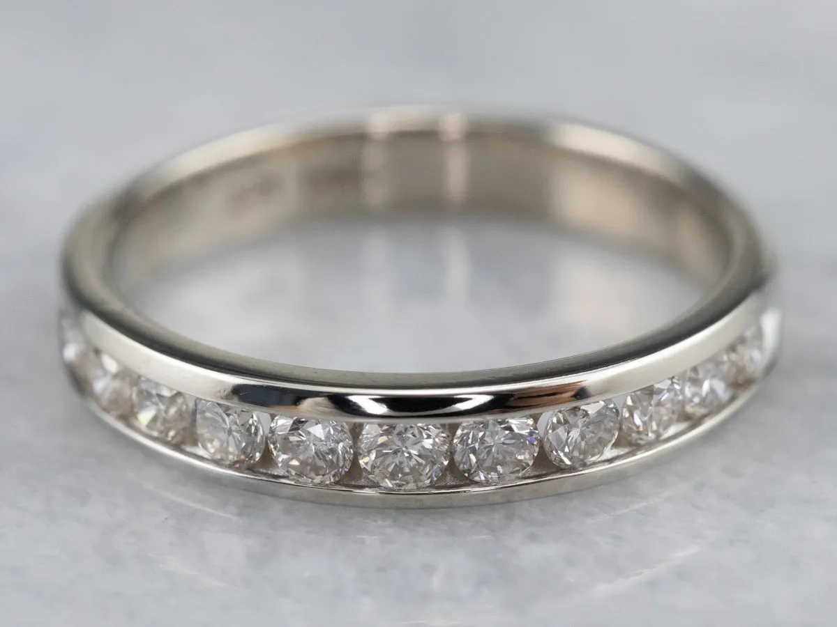 14K White Gold Channel Set Diamond Band