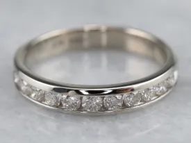 14K White Gold Channel Set Diamond Band