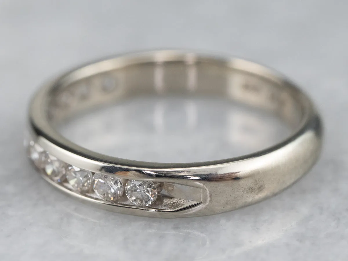 14K White Gold Channel Set Diamond Band