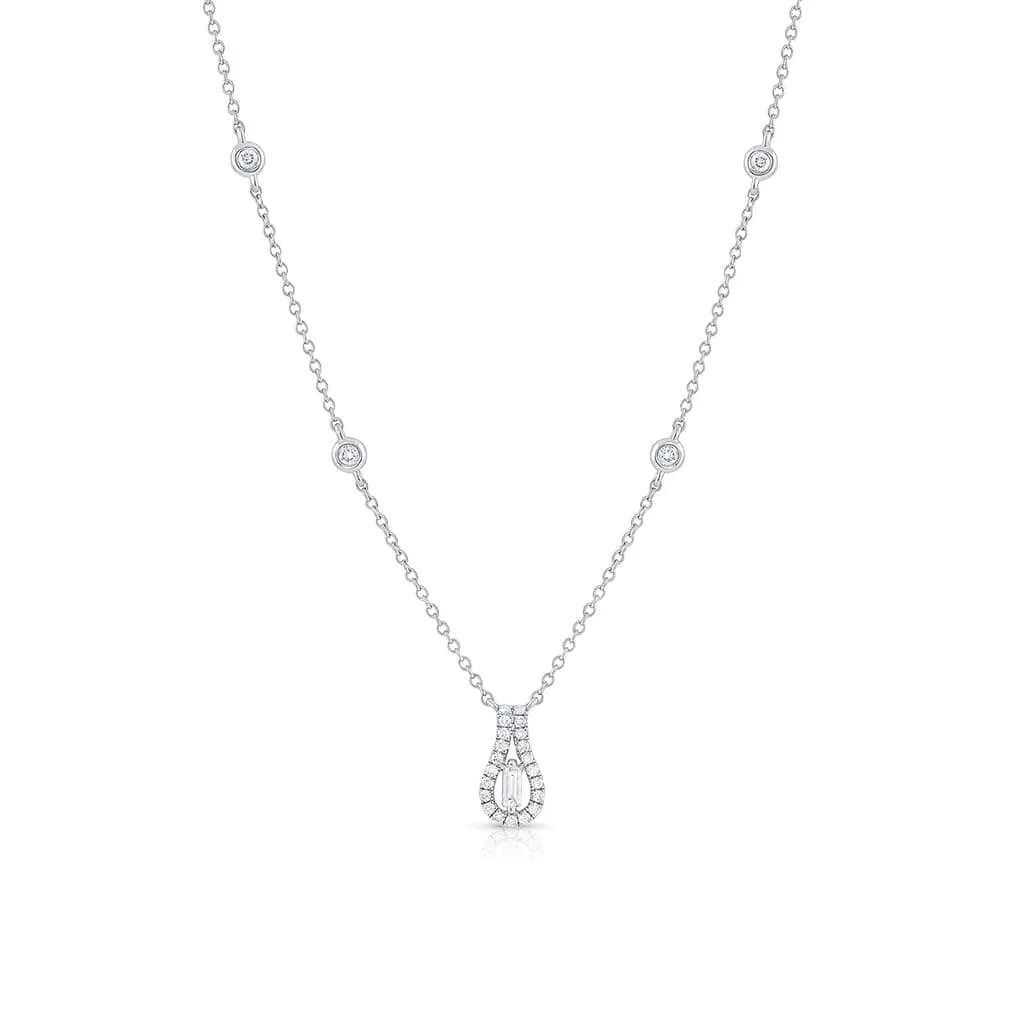 18K White Gold Diamond Loop Pendant Necklace