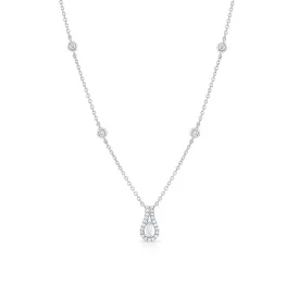 18K White Gold Diamond Loop Pendant Necklace