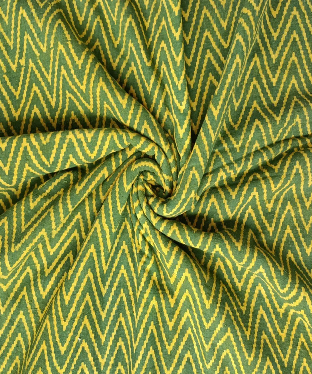 2.5 m Green yellow handspun handwoven cotton dabu print kurta material