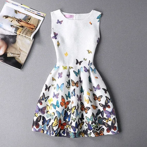 2XL New Brand Spring Summer Plus Size Women Print Floral Vest Dress Sleeveless A Line Party Fashion Dresses Vestido De Festa Hot