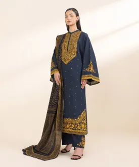 3 Piece - Embroidered Light Khaddar Suit