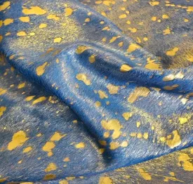 Acid Wash Gold on Blue Cowhide