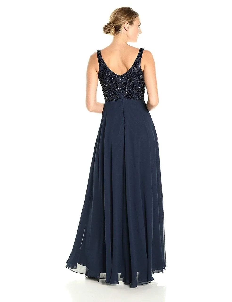 Aidan Mattox - MD1E201185 Embellished Caped Scoop Neck A-Line Gown