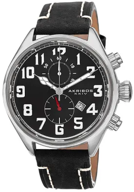 Akribos Xxiv Essential Chronograph Black Dial Stainless Steel Men's  Watch AK706SSB