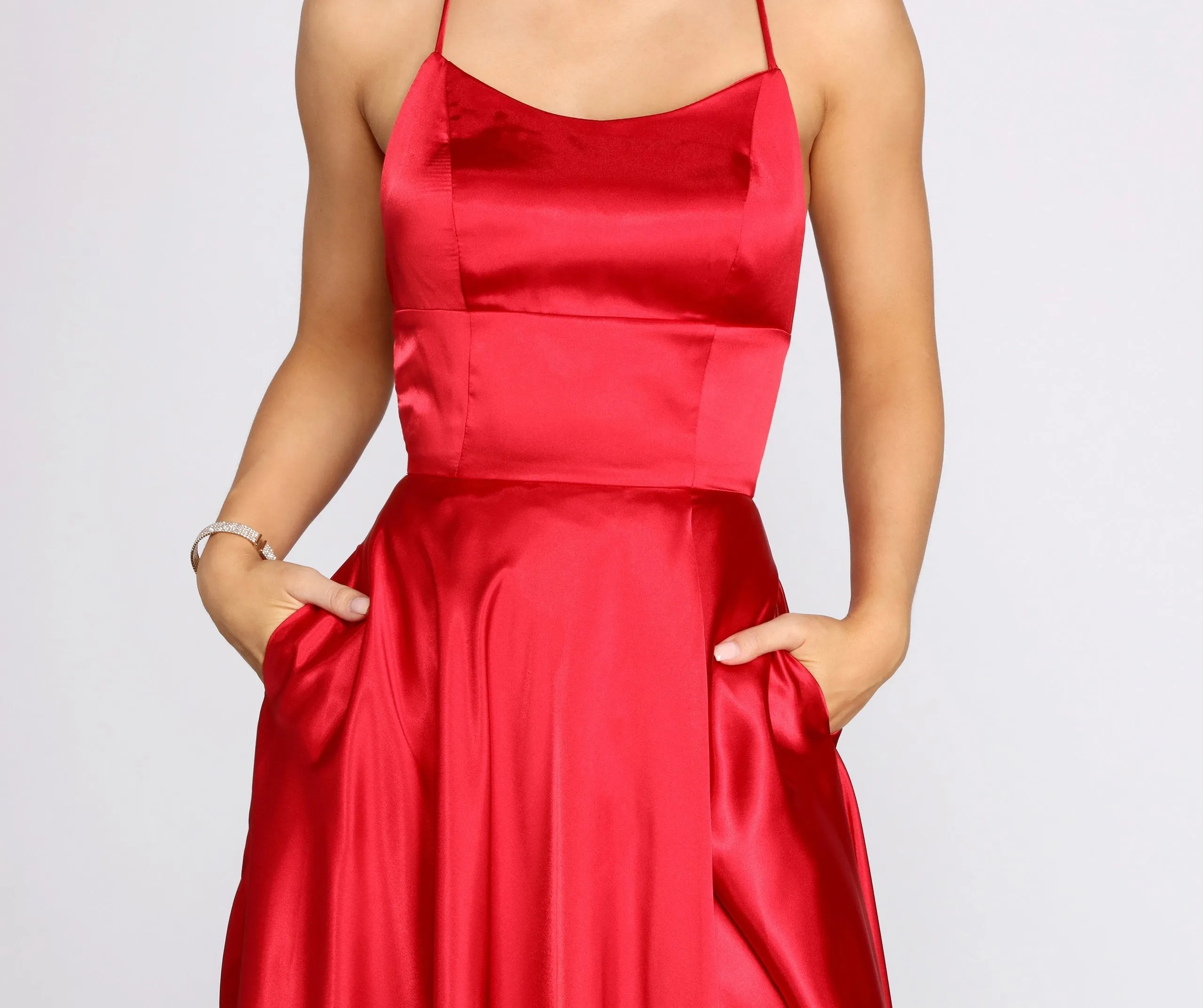 Aurelia Formal Stylish Satin Lattice Dress