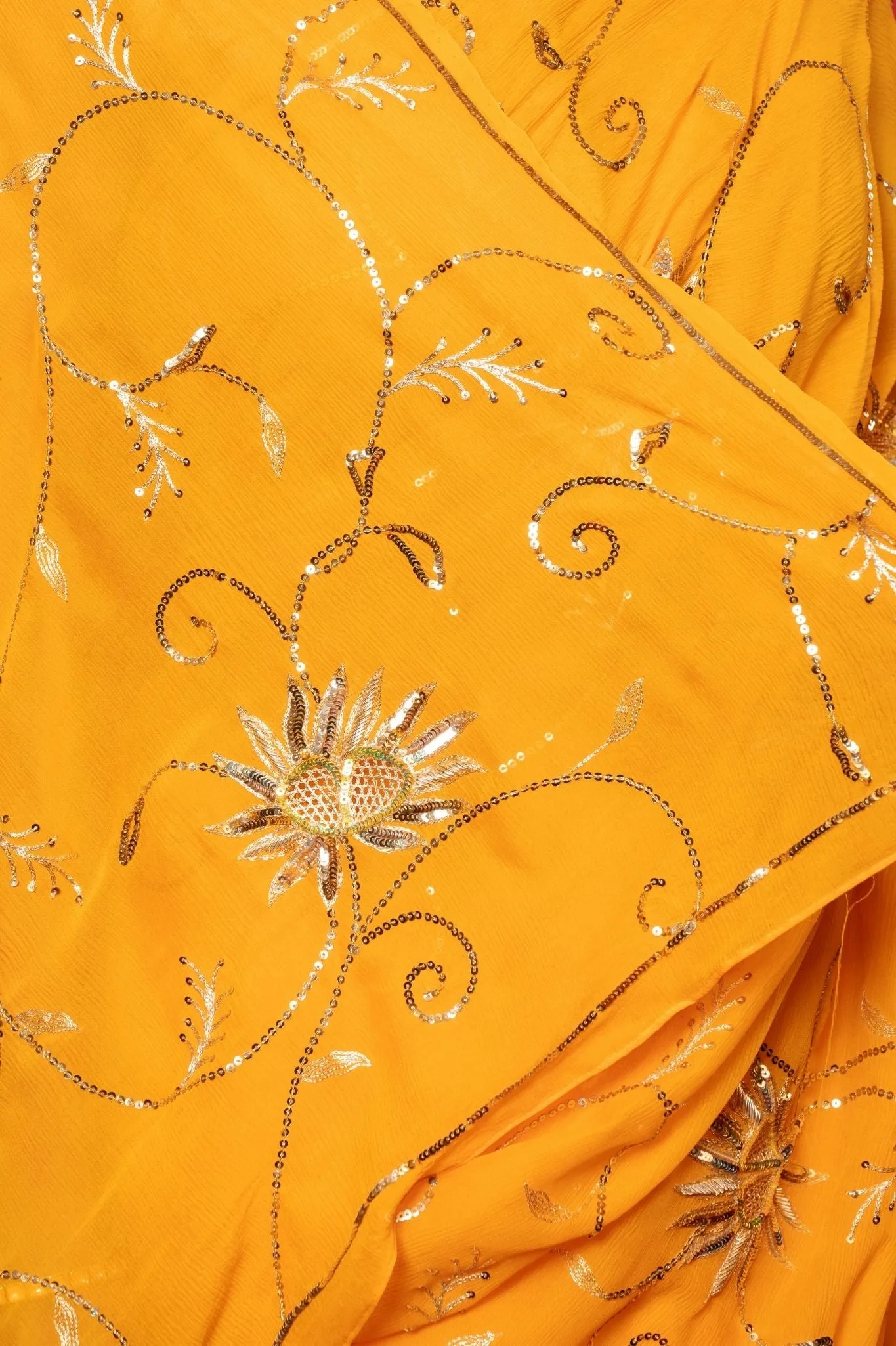 Basant Yellow Pure Chiffon Saree