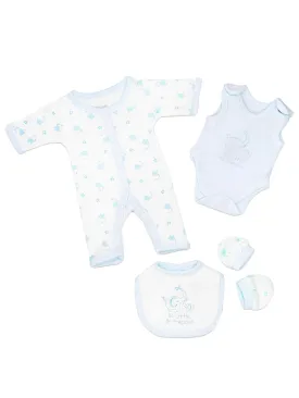 Blue Elephant 4 Piece Set - Sleepsuit, Vest, Bib & Mitts