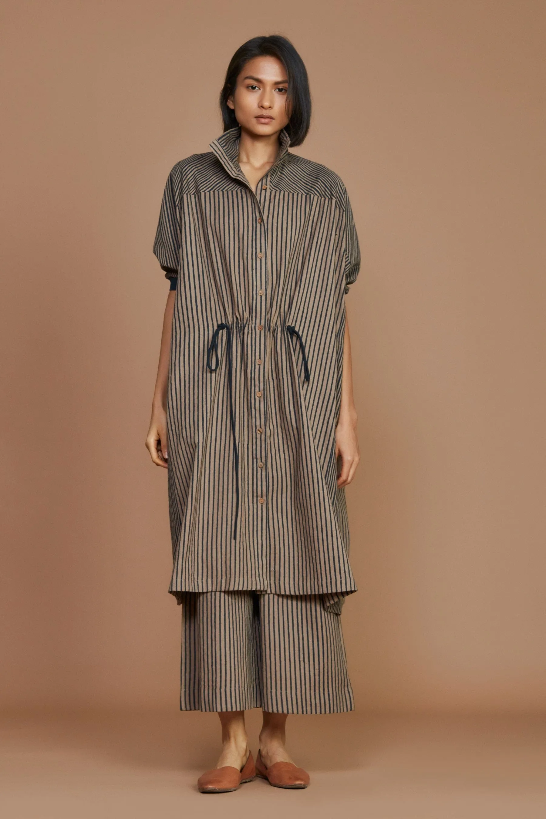 Brown With Charcoal Striped Kaftan Dress (Ready to Ship)