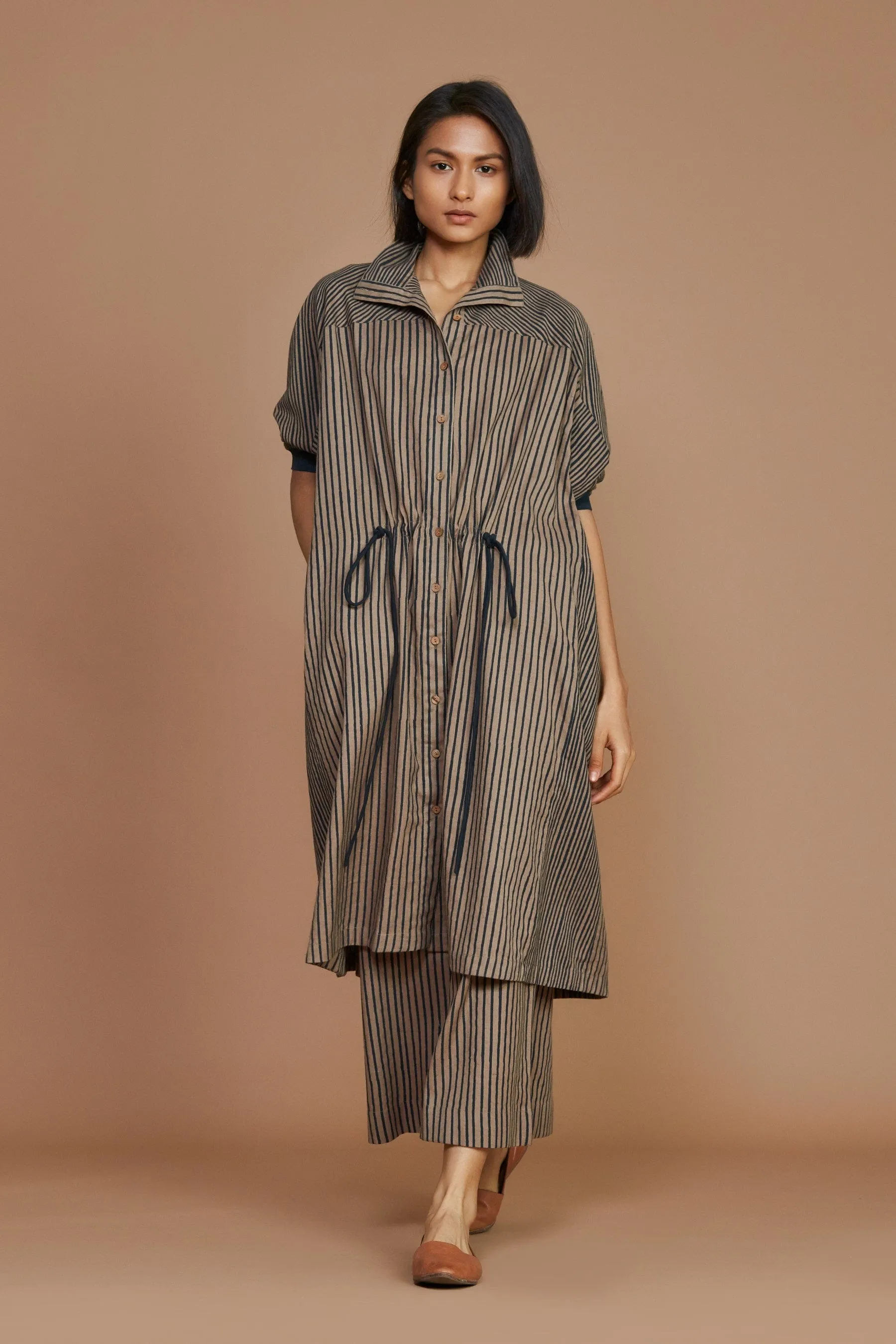 Brown With Charcoal Striped Kaftan Dress (Ready to Ship)