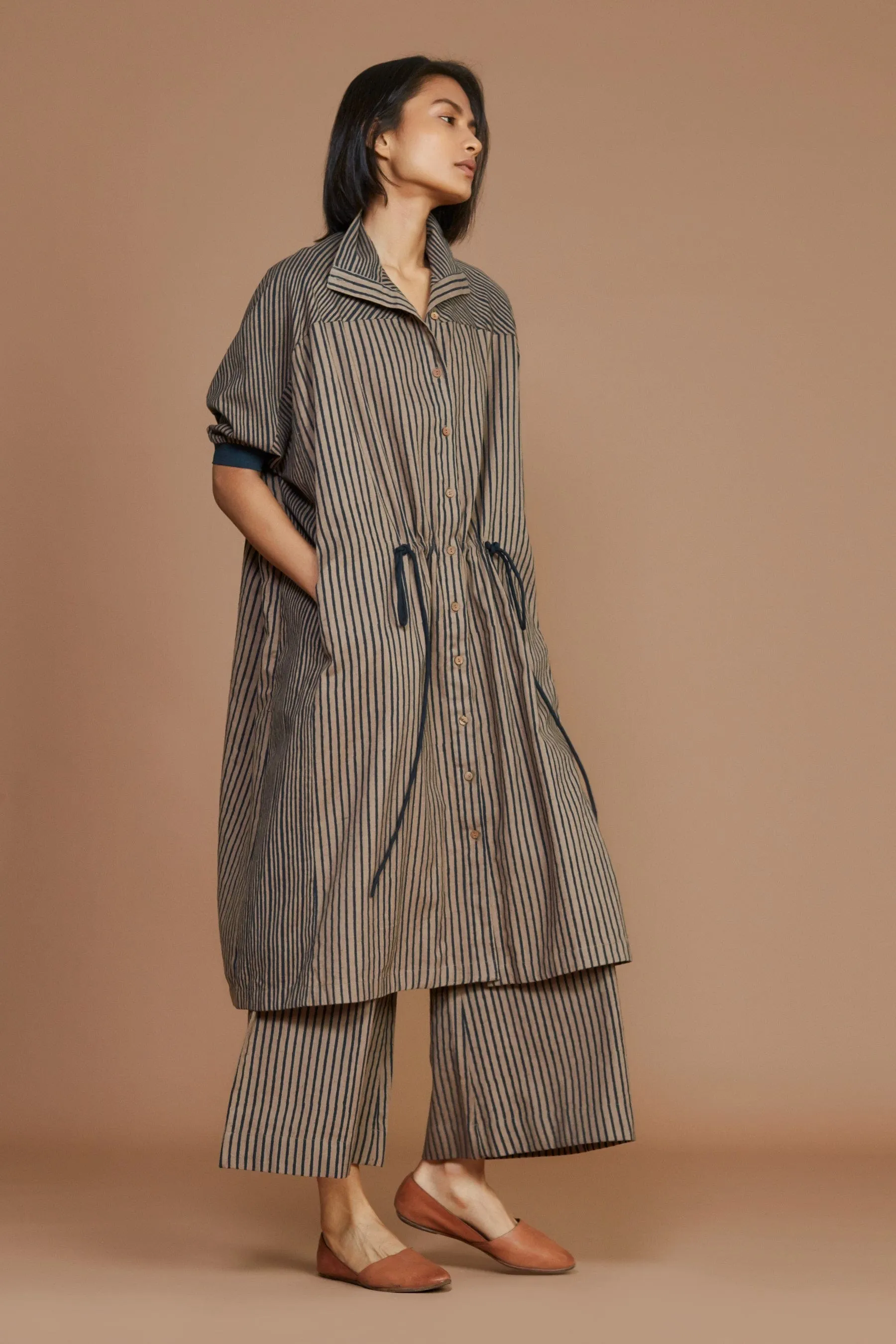 Brown With Charcoal Striped Kaftan Dress (Ready to Ship)