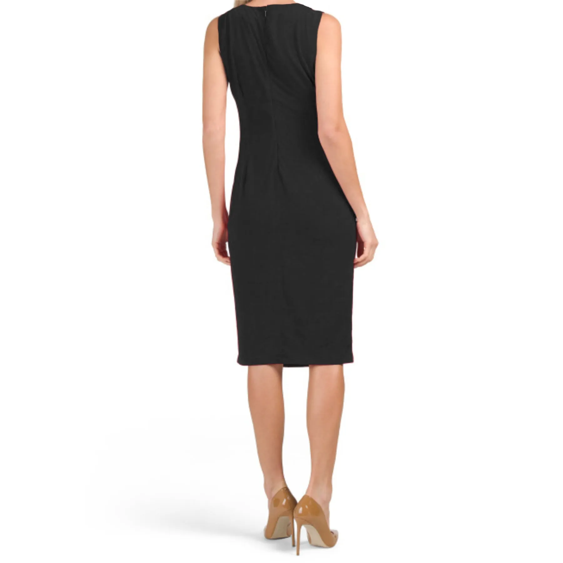 CARMEN MARC VALVO Lace up Grommet Trim Midi Cocktail Party Dress