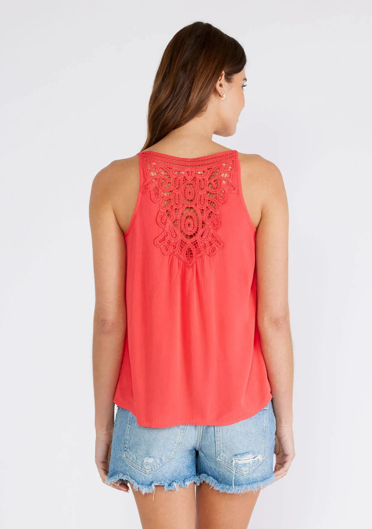 Crochet Lace Scoop Neck Tank