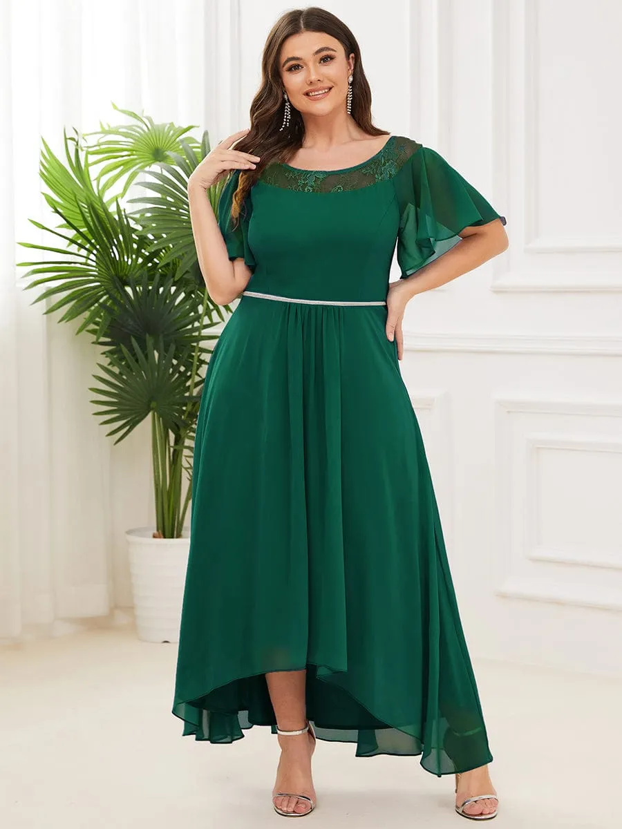 Custom Size Casual Boat Neck A-Line Midi Dress with Irregular Hem