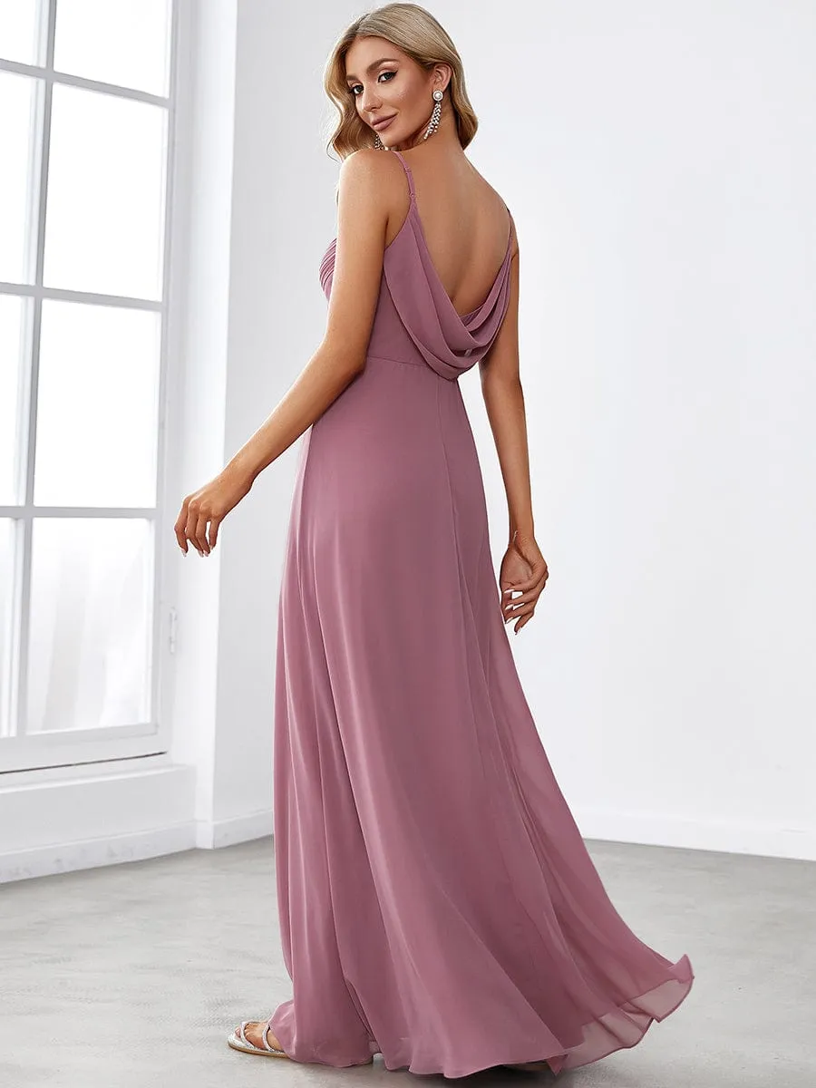 Custom Size Spaghetti Strap Criss-Cross V-Neck Bridesmaid Dress