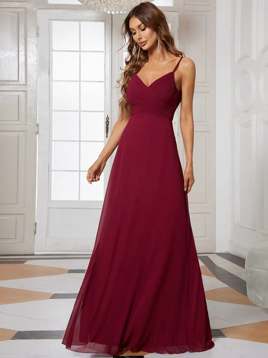 Custom Size Spaghetti Strap Criss-Cross V-Neck Bridesmaid Dress