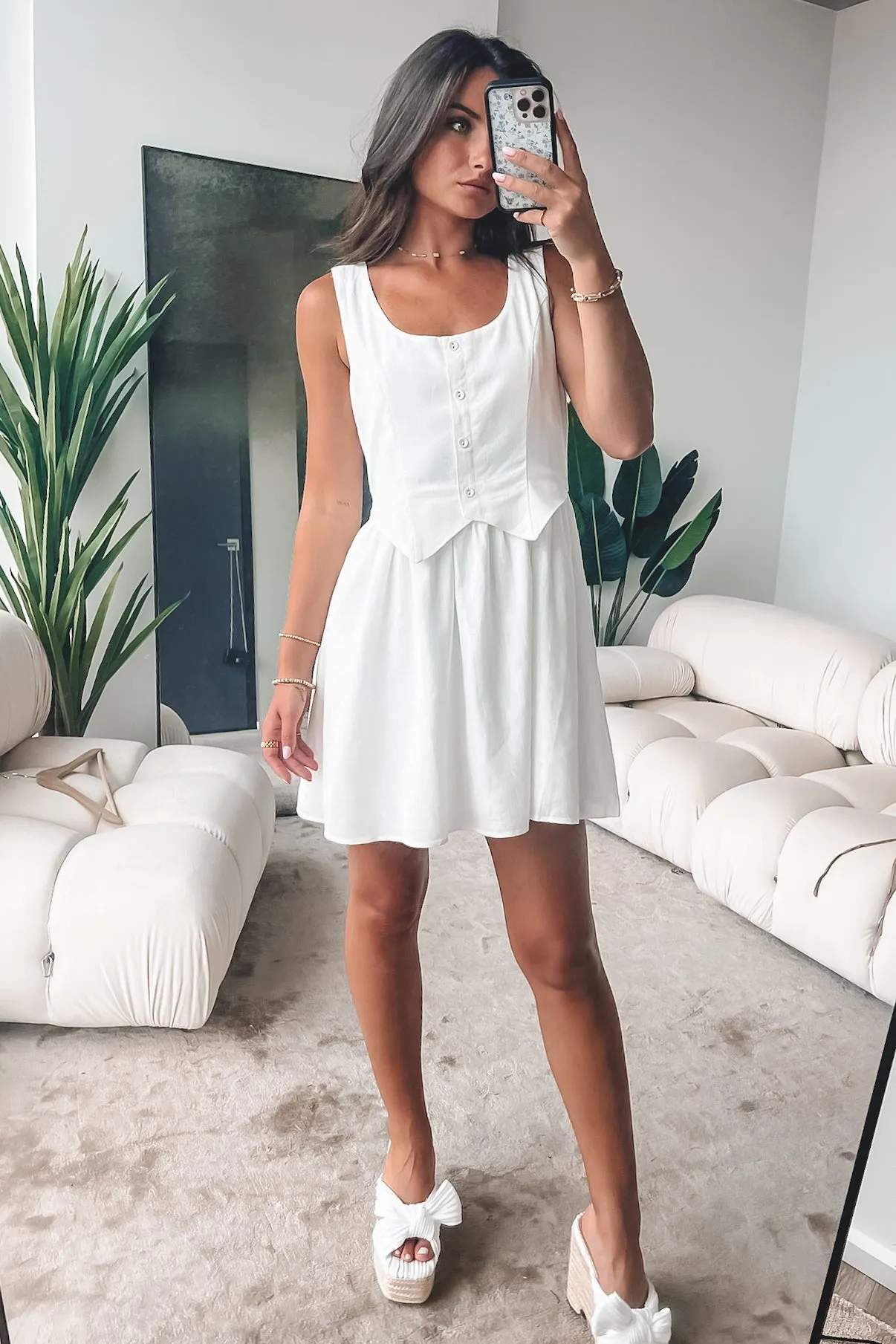 DEAL Watch Me Work White Vest Button Down Dress