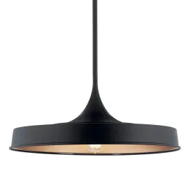 Elias 22" 1-Light Convertible Pendant Light with Metal Dome Shade, Black Finish