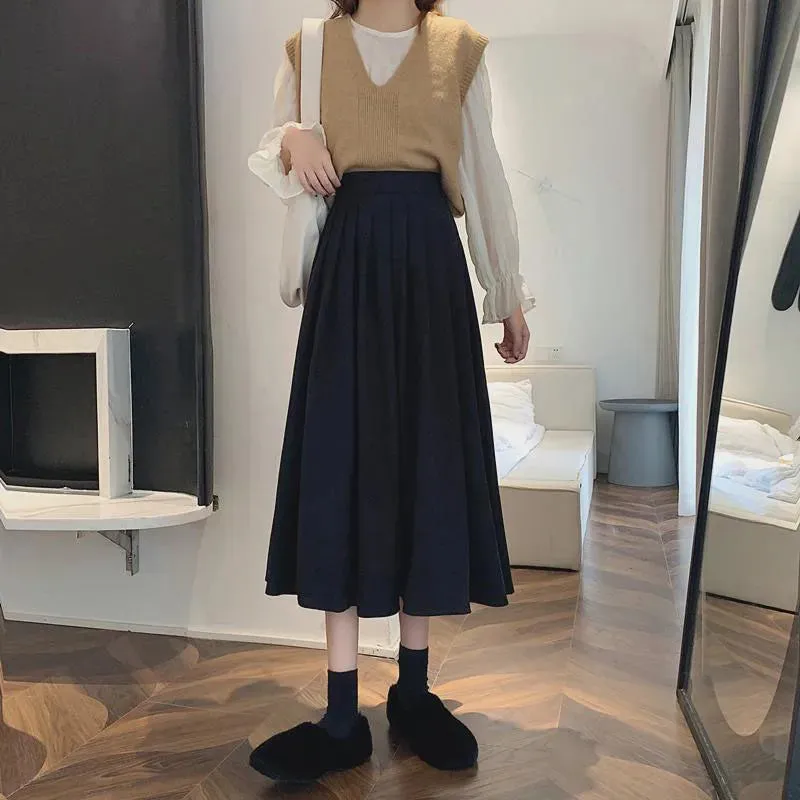 Fashion Korean College Thick A-line Skirt