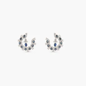 Floral Arc CZ Hoop Earrings