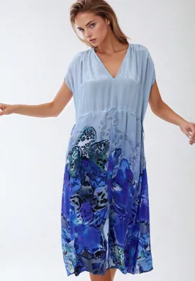 FRAME MAXI DRESS PERIPHERY BLUE