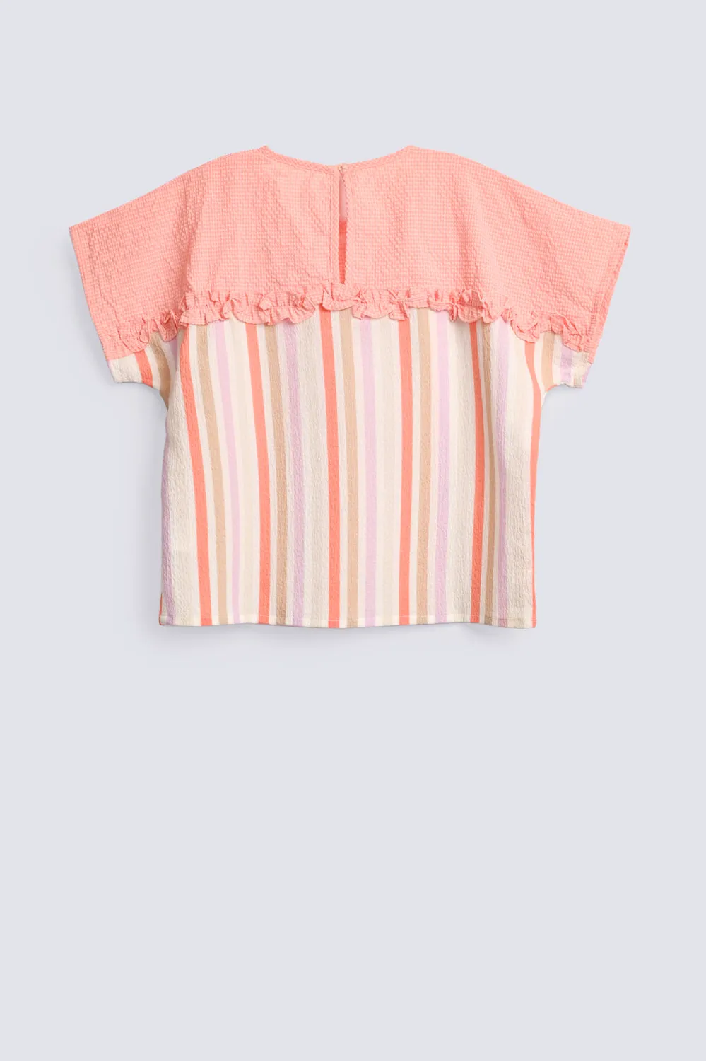 GIRLS DROP SHOULDER STRIPED SHIRT