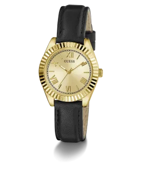 GUESS Ladies Black Gold Tone Analog Watch