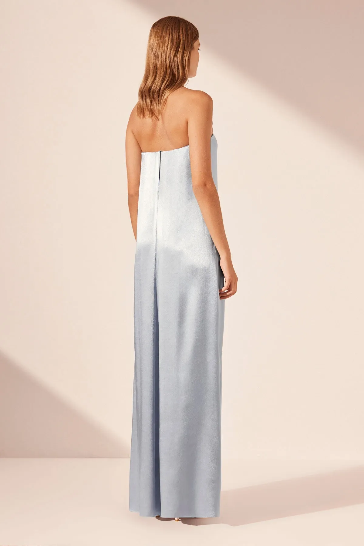 LA LUNE STRAPLESS COLUMN MAXI DRESS - POWDER BLUE