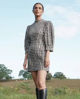 Octavia Linen Gingham Mini Dress