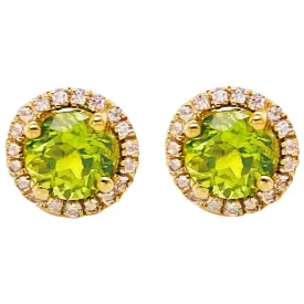 Peridot White Sapphire Halo Earrings