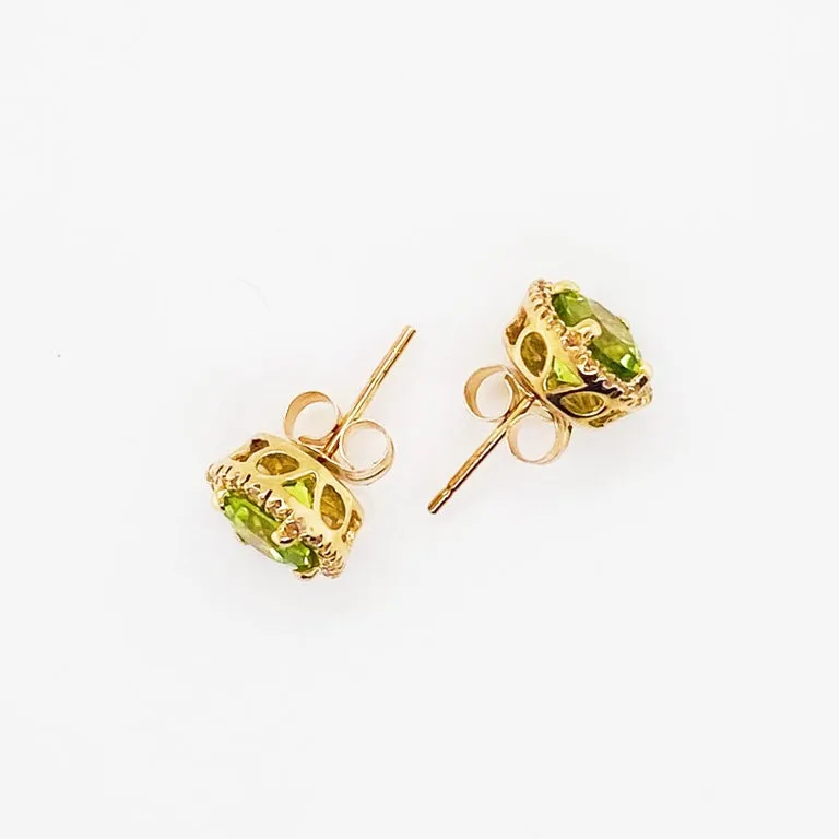 Peridot White Sapphire Halo Earrings