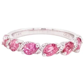 Pink Tourmaline Diamond Stackable Ring