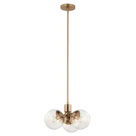 Silvarious 17" 3-Light Convertible Pendant Light with Clear Glass, Champagne Bronze Finish