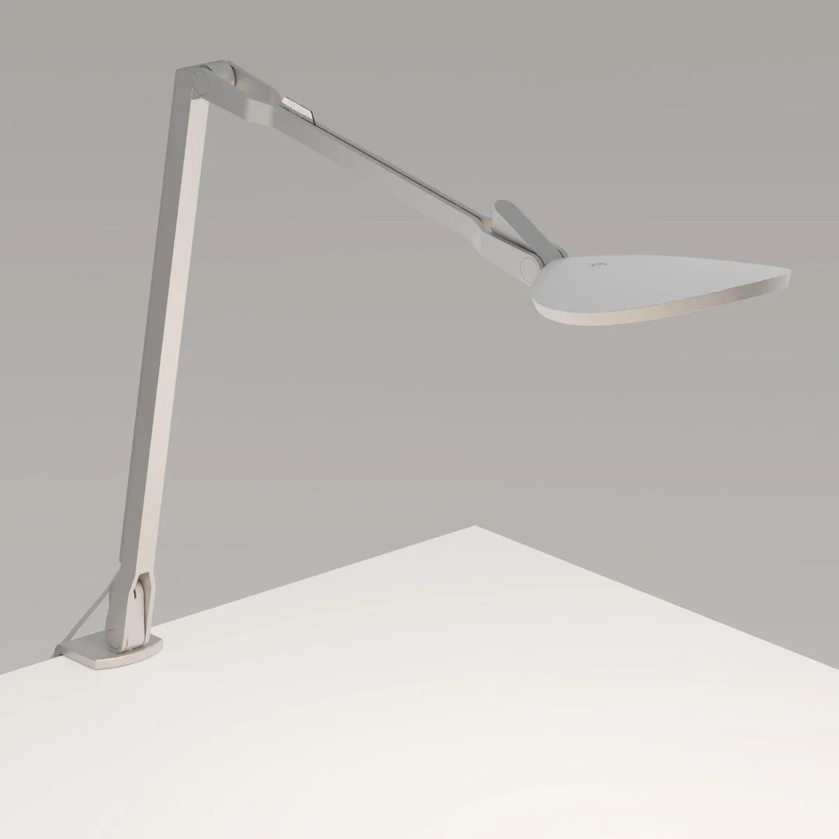 Splitty Reach Pro Silver Contemporary LED Desk Lamp with Two-Piece Desk Clamp and USB Port