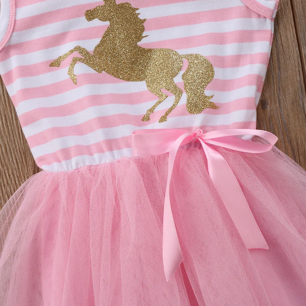 Striped Unicorn Tutu Dress