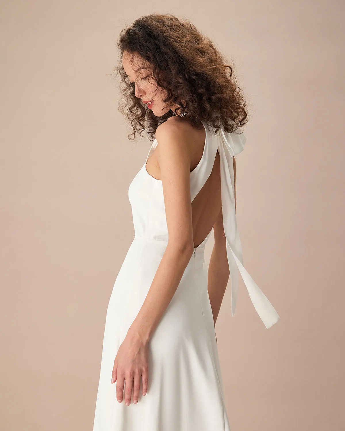 The White Bowknot Halter Maxi Dress