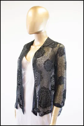 Vintage 1920s Black Scallop Lace Top