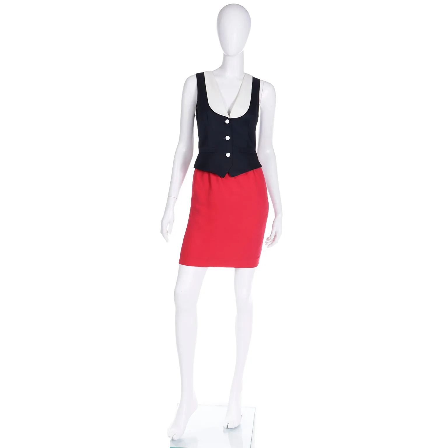 Vintage Franco Moschino Olive Oyl Inspired Red Black & White Dress