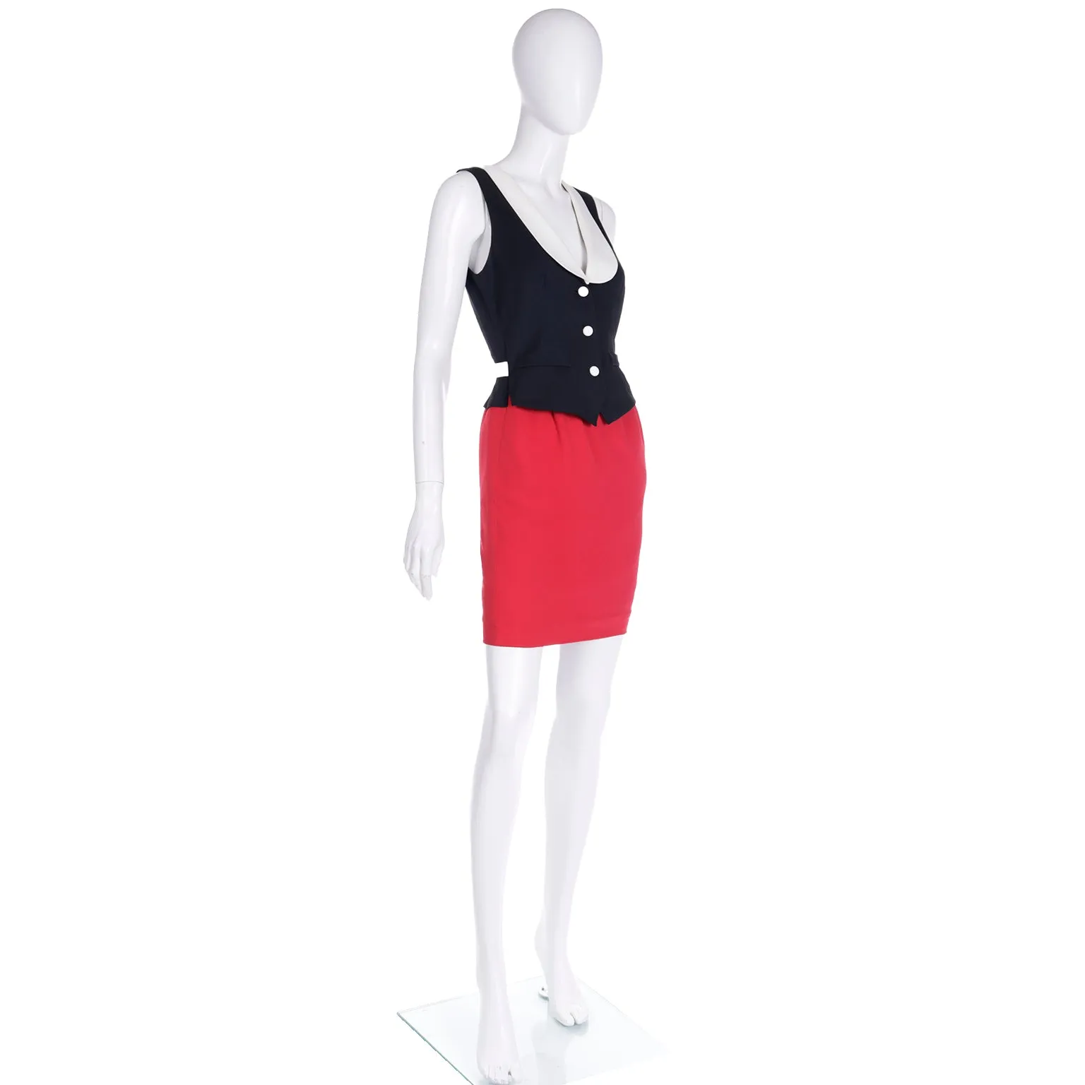 Vintage Franco Moschino Olive Oyl Inspired Red Black & White Dress