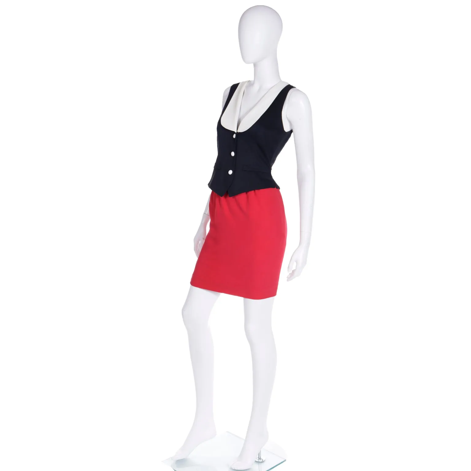 Vintage Franco Moschino Olive Oyl Inspired Red Black & White Dress