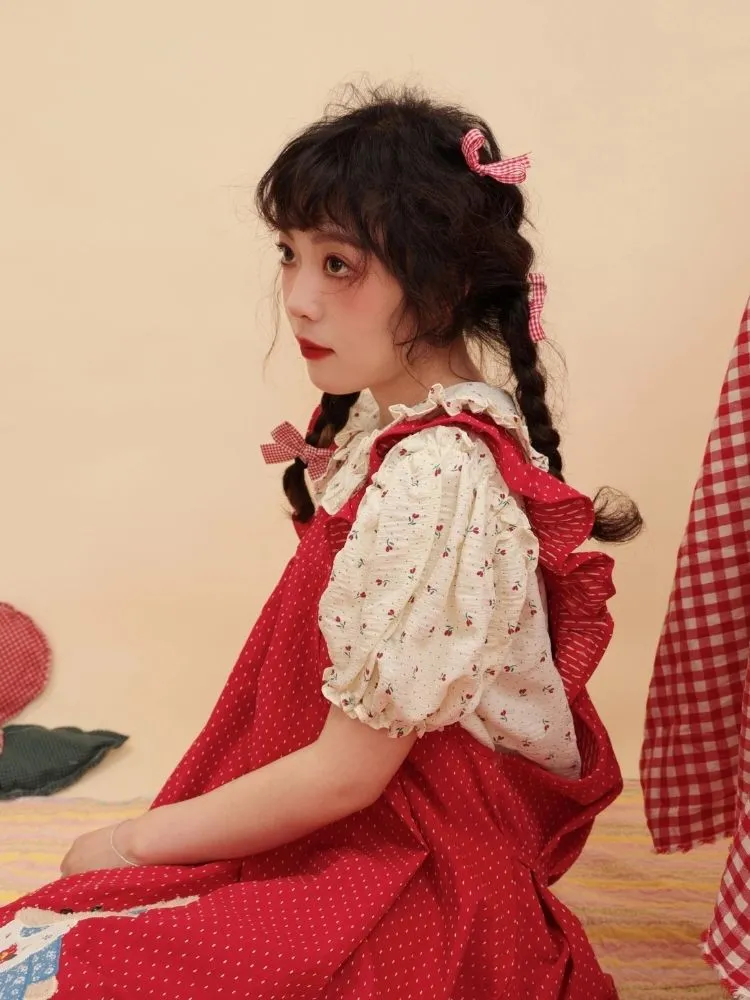 Vintage Girly Red Jacquard Sundress【s0000003037】