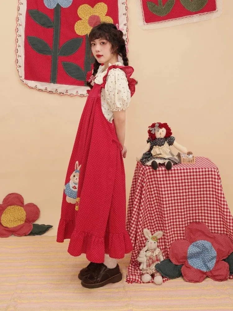 Vintage Girly Red Jacquard Sundress【s0000003037】