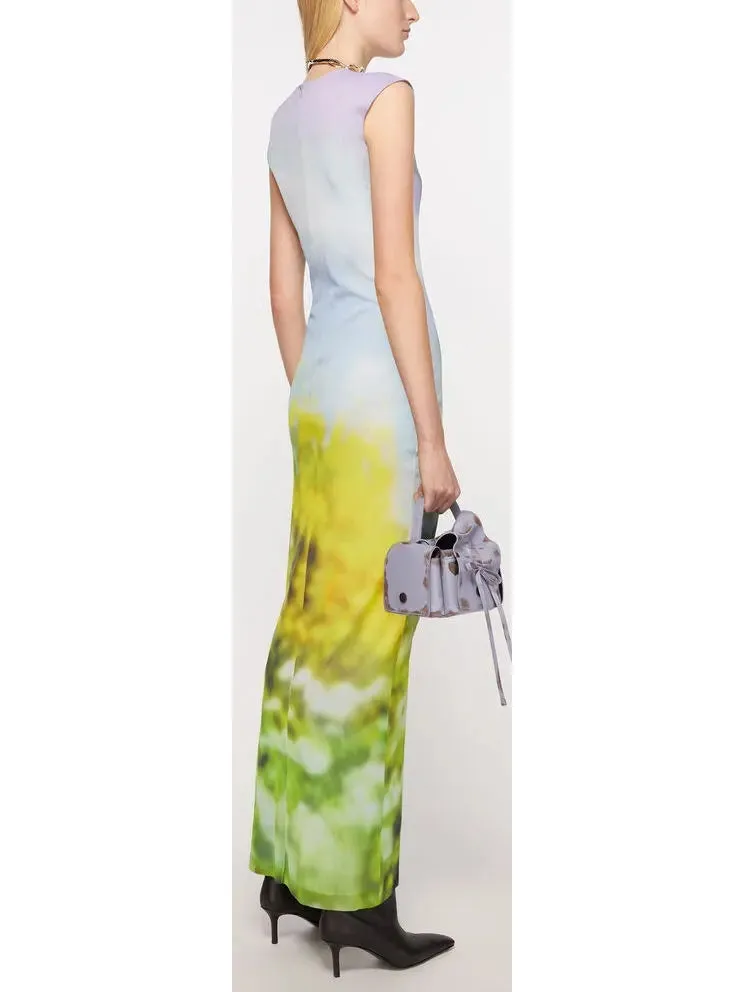 Women’s Column Dress In Blurred Print