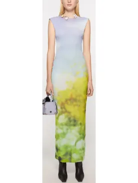 Women’s Column Dress In Blurred Print