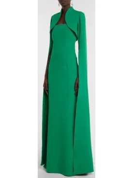 Women’s Crepe Cape Gown in Green